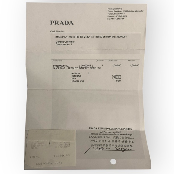 PRADA Bow Saffiano Leather Long Zip Wallet w/ Authenticity Card and Receipt - Picture 16 of 16